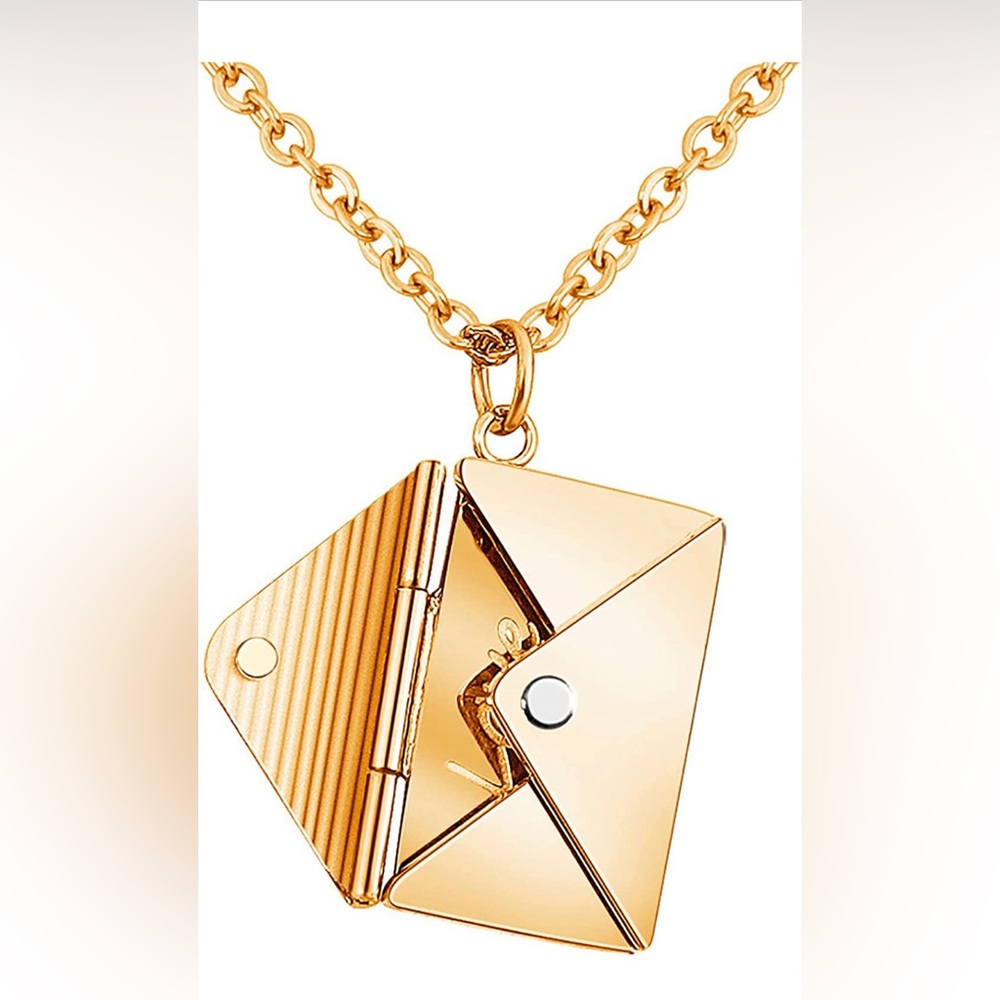 Personalized Envelope Locket Necklace Engrave Secret Love Letter Necklace - Picture 7 of 8